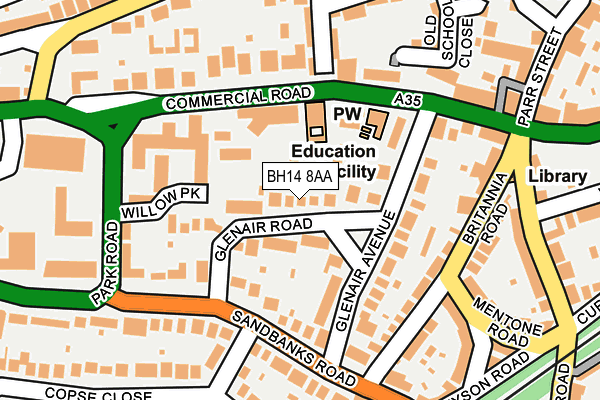 BH14 8AA map - OS OpenMap – Local (Ordnance Survey)