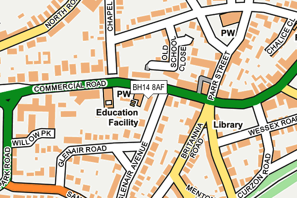 BH14 8AF map - OS OpenMap – Local (Ordnance Survey)