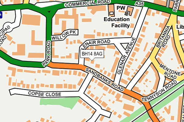 BH14 8AG map - OS OpenMap – Local (Ordnance Survey)