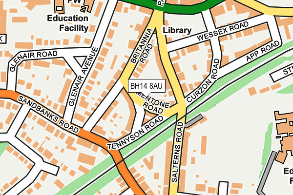BH14 8AU map - OS OpenMap – Local (Ordnance Survey)