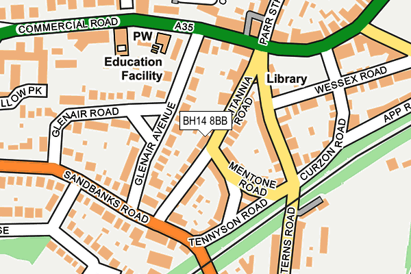 BH14 8BB map - OS OpenMap – Local (Ordnance Survey)