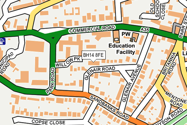 BH14 8FE map - OS OpenMap – Local (Ordnance Survey)