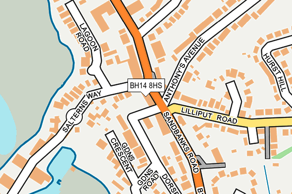 BH14 8HS map - OS OpenMap – Local (Ordnance Survey)