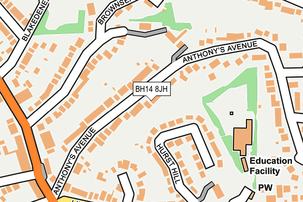 BH14 8JH map - OS OpenMap – Local (Ordnance Survey)