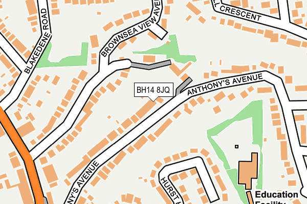 BH14 8JQ map - OS OpenMap – Local (Ordnance Survey)