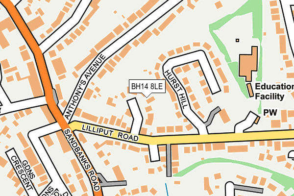 BH14 8LE map - OS OpenMap – Local (Ordnance Survey)