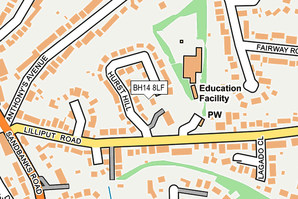 BH14 8LF map - OS OpenMap – Local (Ordnance Survey)