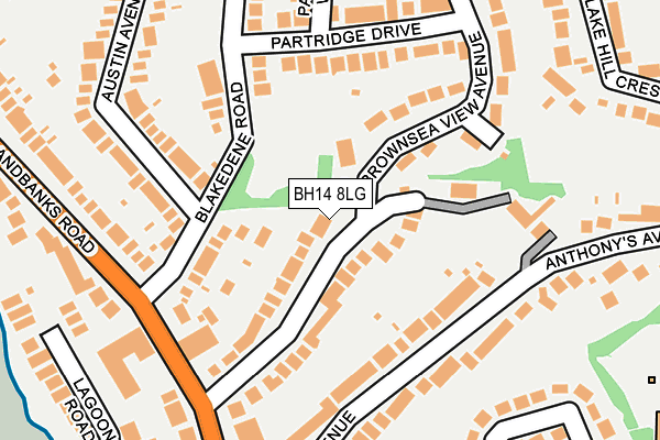 BH14 8LG map - OS OpenMap – Local (Ordnance Survey)