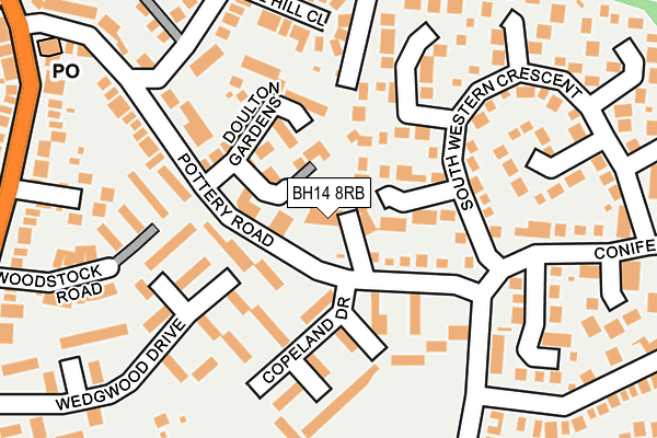BH14 8RB map - OS OpenMap – Local (Ordnance Survey)