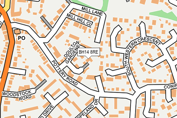 BH14 8RE map - OS OpenMap – Local (Ordnance Survey)