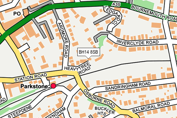 BH14 8SB map - OS OpenMap – Local (Ordnance Survey)