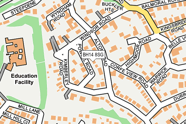 BH14 8SG map - OS OpenMap – Local (Ordnance Survey)