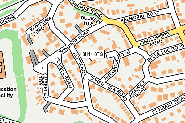 BH14 8TG map - OS OpenMap – Local (Ordnance Survey)