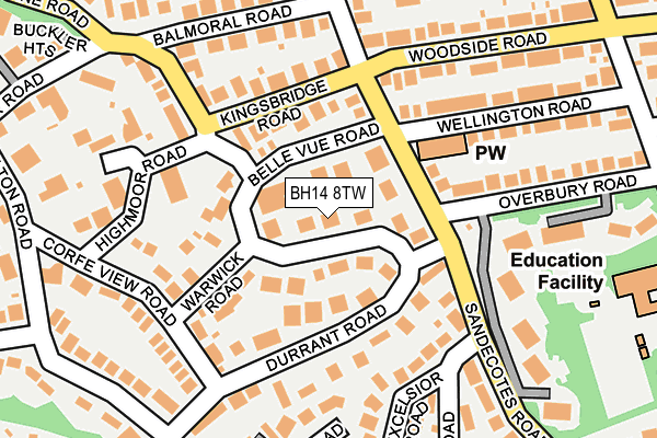BH14 8TW map - OS OpenMap – Local (Ordnance Survey)