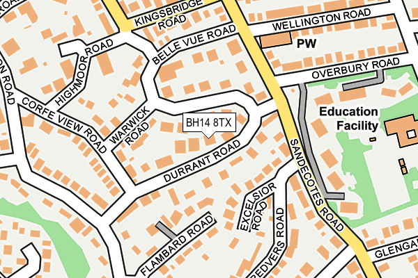 BH14 8TX map - OS OpenMap – Local (Ordnance Survey)