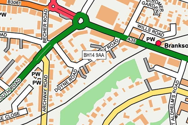 BH14 9AA map - OS OpenMap – Local (Ordnance Survey)