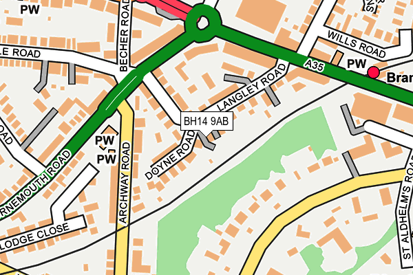 BH14 9AB map - OS OpenMap – Local (Ordnance Survey)