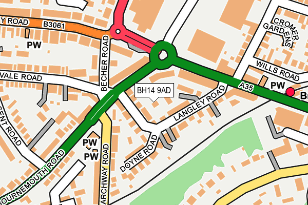 BH14 9AD map - OS OpenMap – Local (Ordnance Survey)