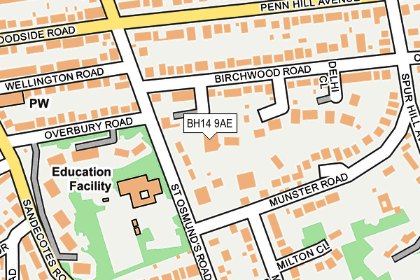 BH14 9AE map - OS OpenMap – Local (Ordnance Survey)