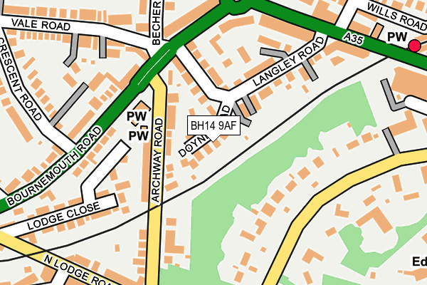 BH14 9AF map - OS OpenMap – Local (Ordnance Survey)