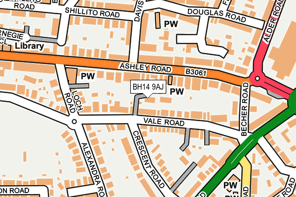 BH14 9AJ map - OS OpenMap – Local (Ordnance Survey)