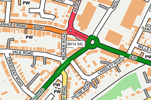 BH14 9AL map - OS OpenMap – Local (Ordnance Survey)