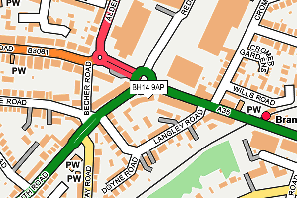 BH14 9AP map - OS OpenMap – Local (Ordnance Survey)