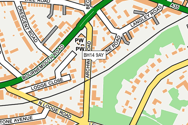 BH14 9AY map - OS OpenMap – Local (Ordnance Survey)
