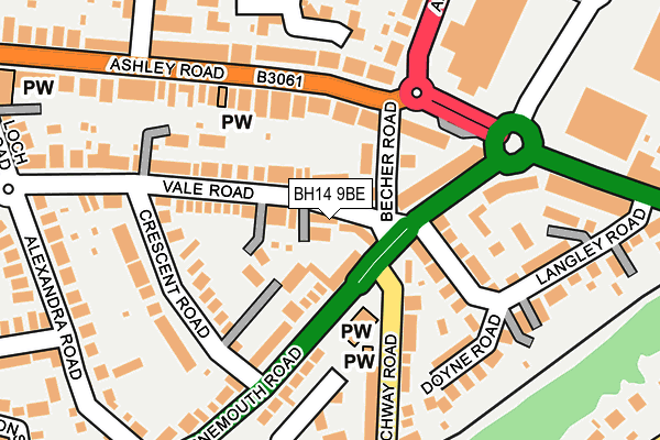 BH14 9BE map - OS OpenMap – Local (Ordnance Survey)