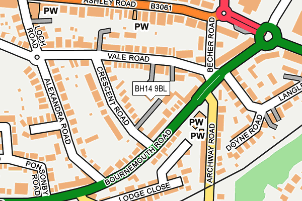 BH14 9BL map - OS OpenMap – Local (Ordnance Survey)