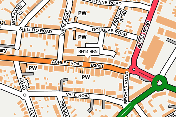 BH14 9BN map - OS OpenMap – Local (Ordnance Survey)