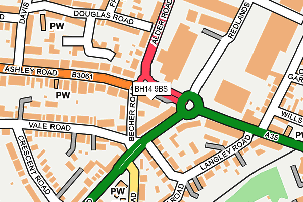 BH14 9BS map - OS OpenMap – Local (Ordnance Survey)