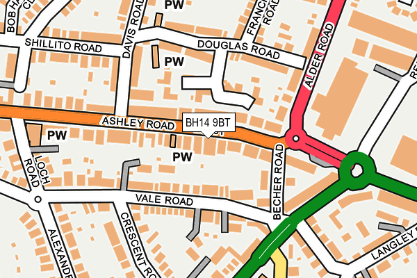 BH14 9BT map - OS OpenMap – Local (Ordnance Survey)