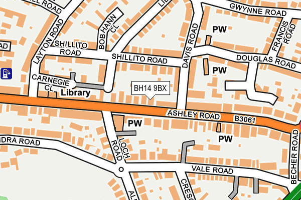 BH14 9BX map - OS OpenMap – Local (Ordnance Survey)