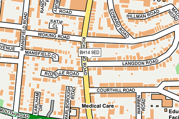 BH14 9ED map - OS OpenMap – Local (Ordnance Survey)