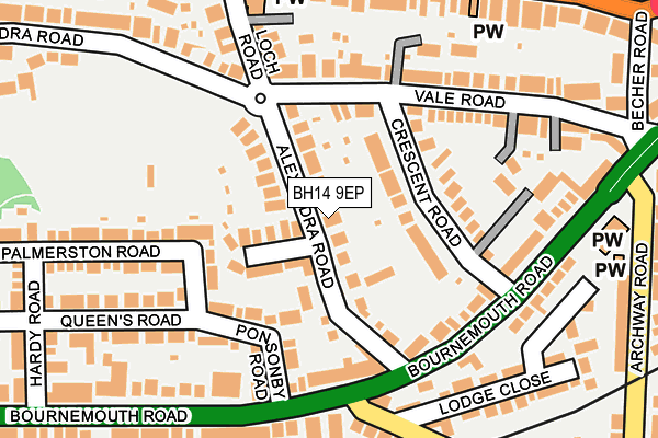 BH14 9EP map - OS OpenMap – Local (Ordnance Survey)