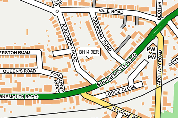 BH14 9ER map - OS OpenMap – Local (Ordnance Survey)