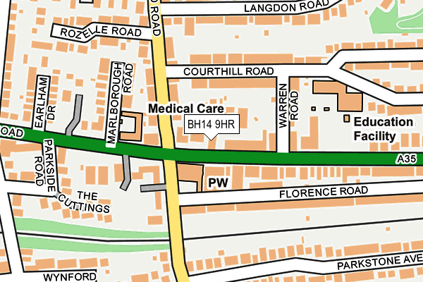 BH14 9HR map - OS OpenMap – Local (Ordnance Survey)