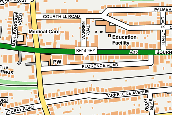 BH14 9HY map - OS OpenMap – Local (Ordnance Survey)