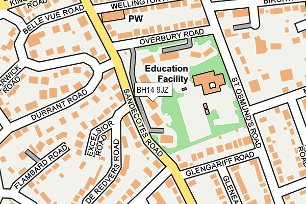 BH14 9JZ map - OS OpenMap – Local (Ordnance Survey)