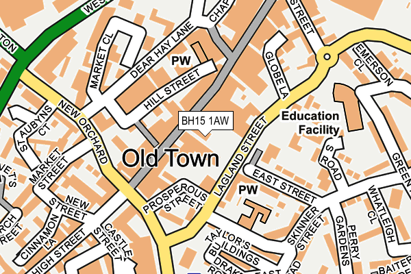 BH15 1AW map - OS OpenMap – Local (Ordnance Survey)