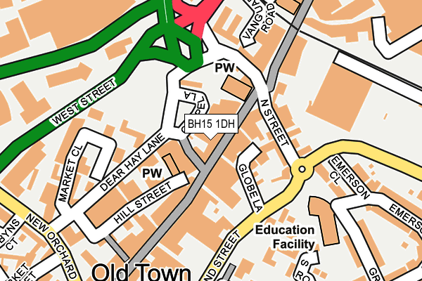 BH15 1DH map - OS OpenMap – Local (Ordnance Survey)