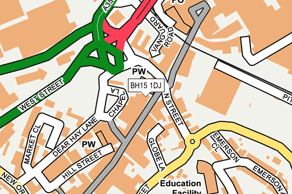 BH15 1DJ map - OS OpenMap – Local (Ordnance Survey)