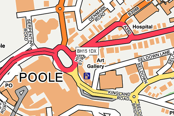 BH15 1DX map - OS OpenMap – Local (Ordnance Survey)