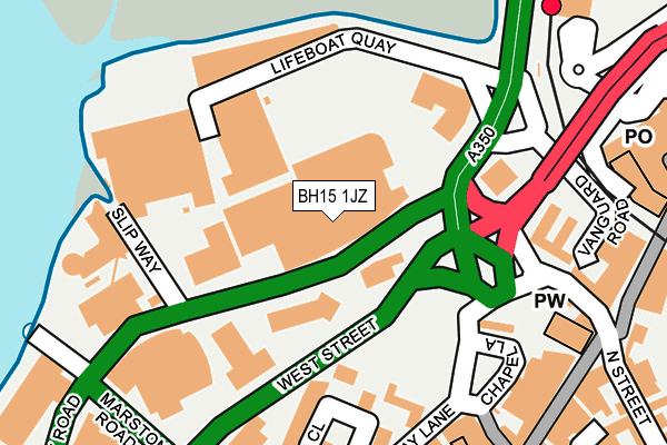 BH15 1JZ map - OS OpenMap – Local (Ordnance Survey)