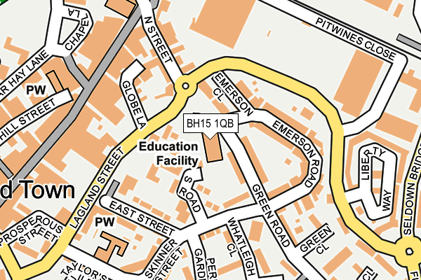 BH15 1QB map - OS OpenMap – Local (Ordnance Survey)