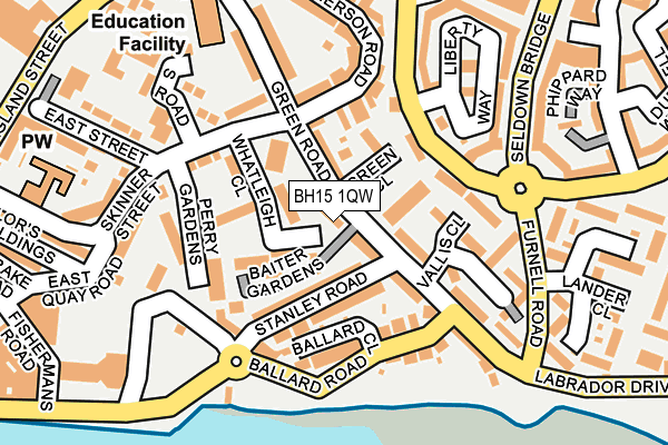 BH15 1QW map - OS OpenMap – Local (Ordnance Survey)