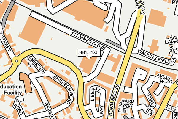 BH15 1XU map - OS OpenMap – Local (Ordnance Survey)