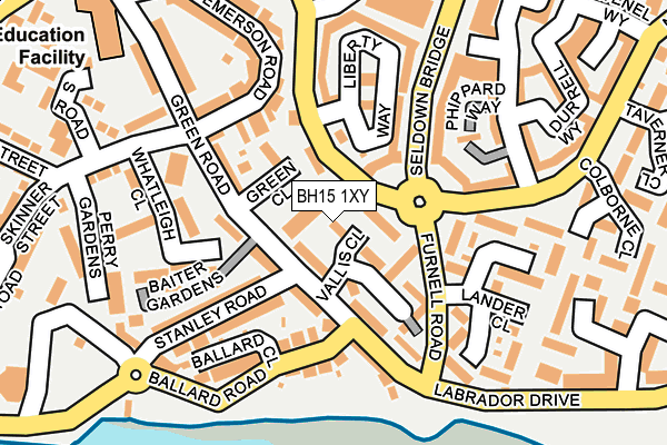 BH15 1XY map - OS OpenMap – Local (Ordnance Survey)