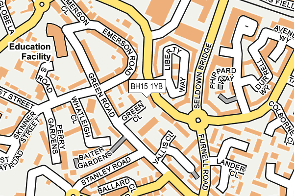 BH15 1YB map - OS OpenMap – Local (Ordnance Survey)